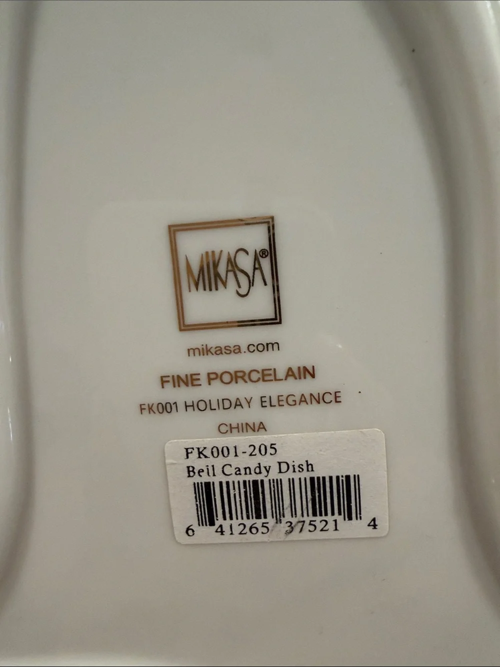 Mikasa Porcelain Bell-Shaped Holiday Trinket or CandyDish - White with Gold Trim